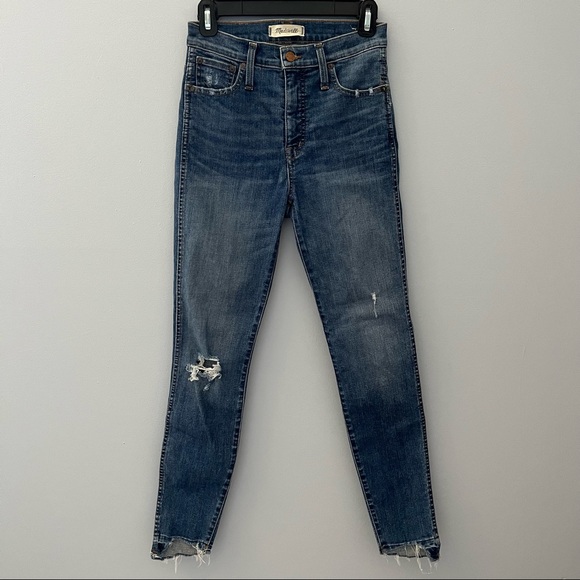 Madewell Denim - Madewell Pants Womens 25 Distressed Blue Step Hem Denim High Rise Skinny Jeans